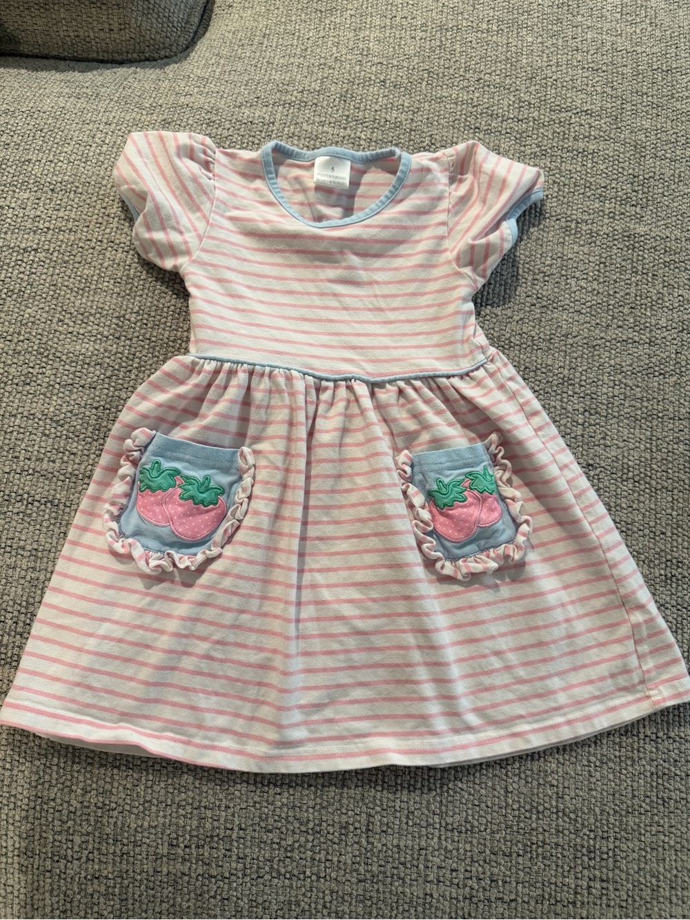 Toddler Pink Stripe Strawberry Pocket Dress